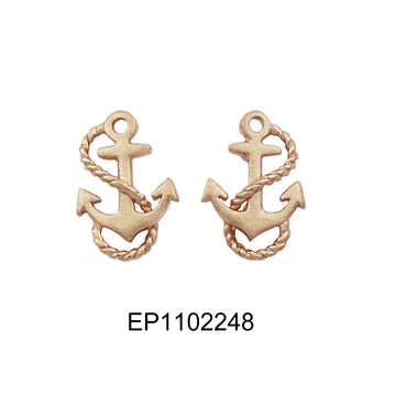 9.9 SALE Anchor Earring Rose gold Satin | ต่างหูสมอเรือโรสโกลด์